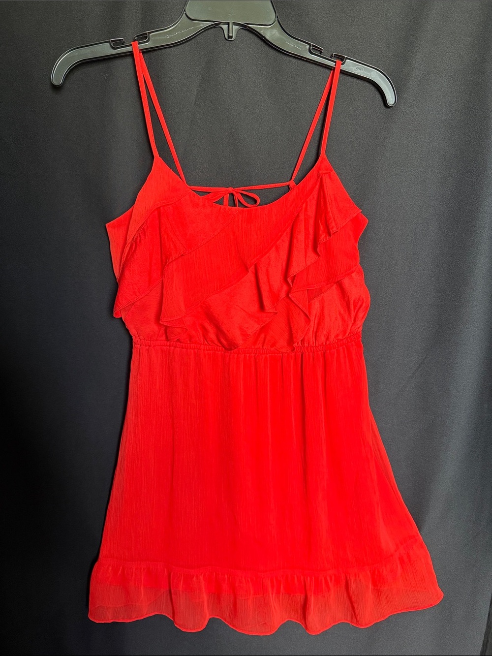Red Ruffle Spaghetti Strap Camisole Dress